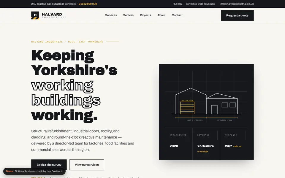 Halvard Industrial demo homepage