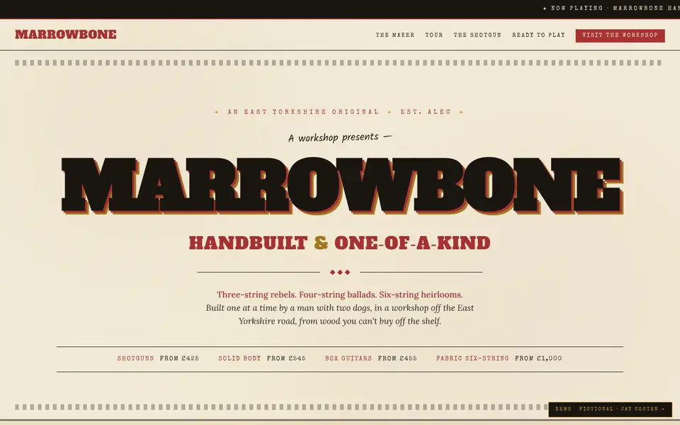 Marrowbone Guitars demo homepage