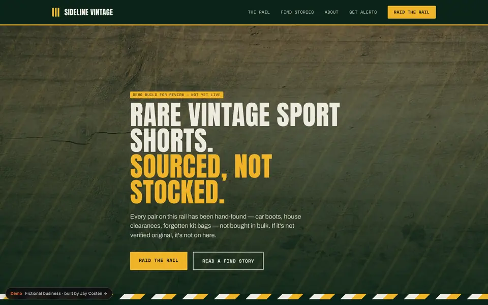 Sideline Vintage demo homepage